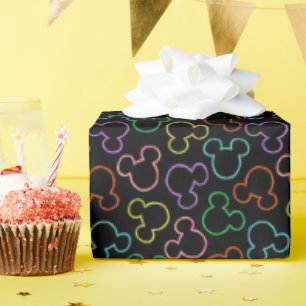 Papier Cadeau Motif de lancer d'icône de Mickey Mouse néon