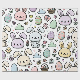 Papier Cadeau Motif de lapin de Pâques ludique
