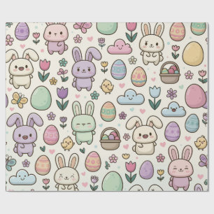 Papier Cadeau Motif de lapin de Pâques ludique