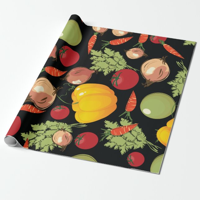 Papier Cadeau Motif de légumes (Déroulé)