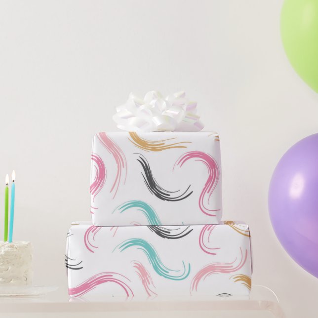 Papier Cadeau Motif de ligne de brosse à main (Cadeaux de fête)
