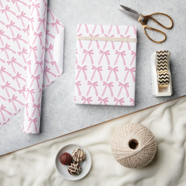 Papier Cadeau Motif de lignes de ruban rose (Artisanat)