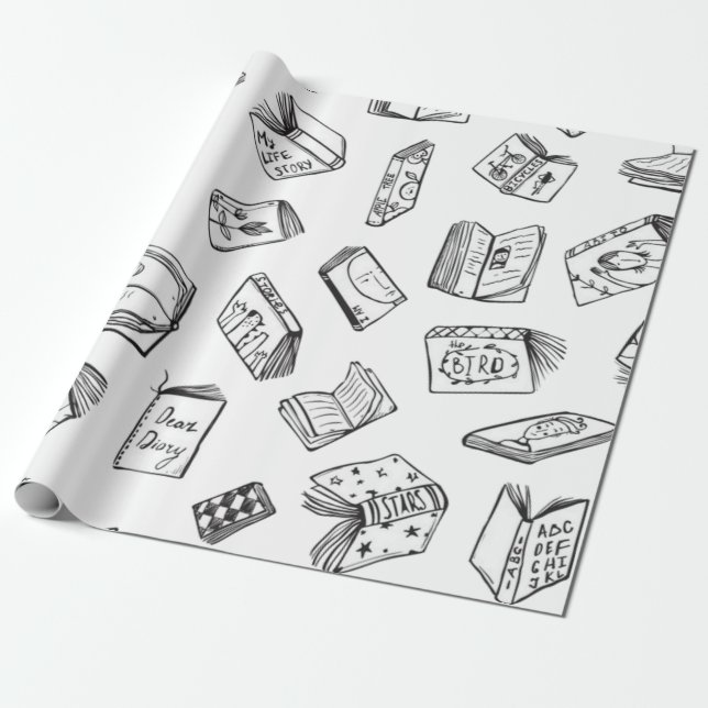 Papier Cadeau Motif de livre (Déroulé)