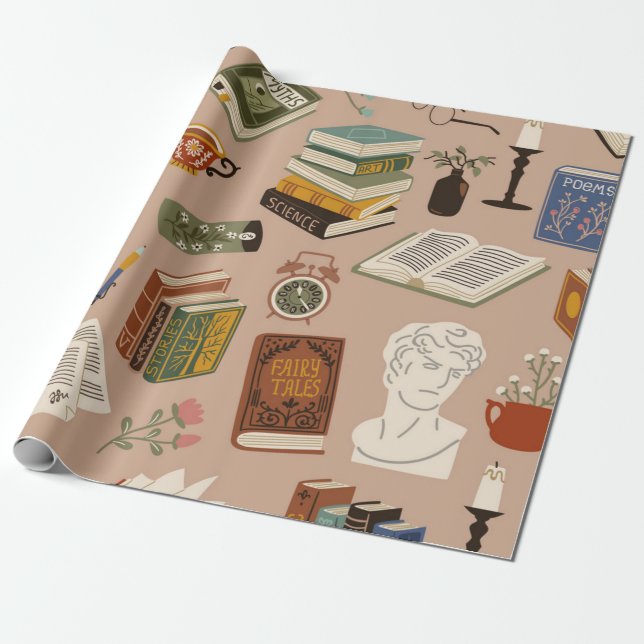 Papier Cadeau Motif de livre (Déroulé)