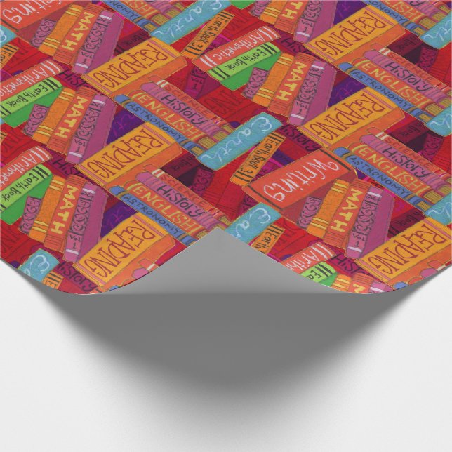 Papier Cadeau Motif de livres d'école (Coin)