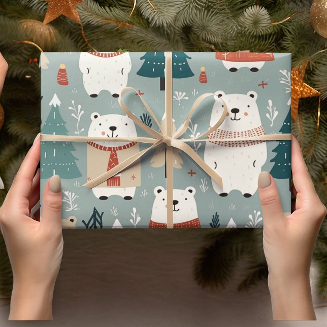 Papier Cadeau Motif de l'ours de Noël (Créateur téléchargé)