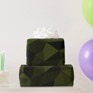 Papier Cadeau Motif de maille géométrique noir vert foncé de l'a