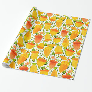 Papier Cadeau Motif de maïs jaune or et orange
