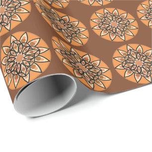 Papier Cadeau Motif de mandala en chocolat, terre cuite et rouil