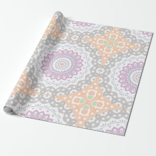 Papier Cadeau Motif de mandala printanier pastel en symétrie dou