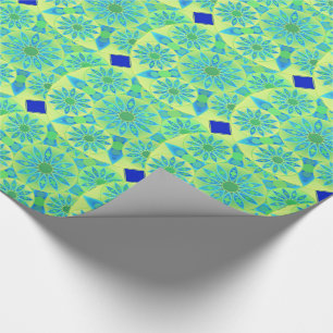 Papier Cadeau Motif de mandala, turquoise, bleu, vert de chaux