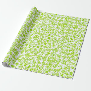 Papier Cadeau Motif de mandala vert chartreuse