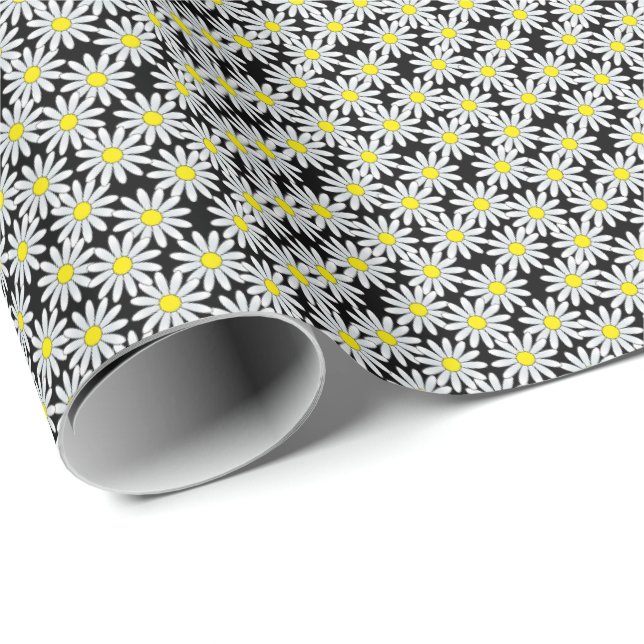 Papier Cadeau Motif de marguerite blanche sur le papier (Coin rond)