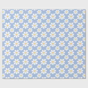 Papier Cadeau Motif de marguerite bleu blanc