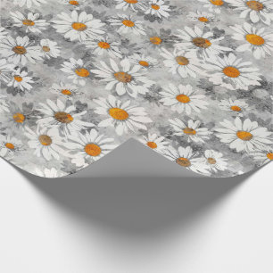 Papier Cadeau Motif de marguerites blanches