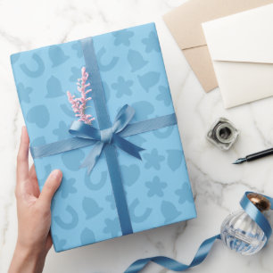 Papier Cadeau Motif de mariage de confettis bleu quelque chose