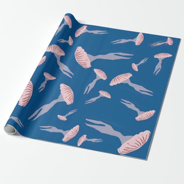 Papier Cadeau Motif de méduse de l'océan bleu profond (Déroulé)