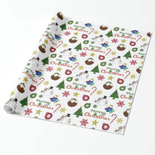 Papier Cadeau Motif de mélange d'illustrations de Noël