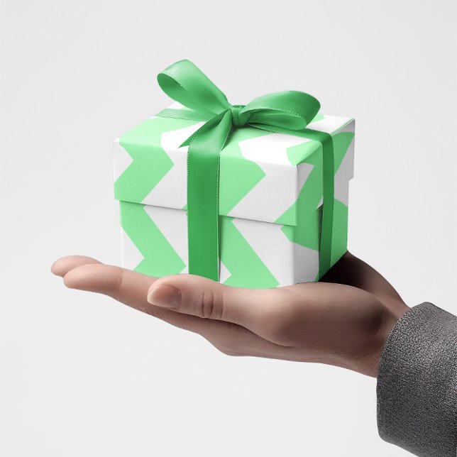 Papier Cadeau Motif de menthe vert et blanc (Mint Green and White Chevron Pattern Wrapping Paper)