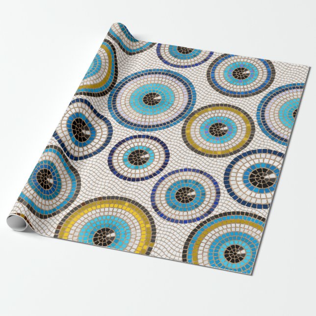 Papier Cadeau Motif de mosaïque de l'oeil maléfique (Déroulé)