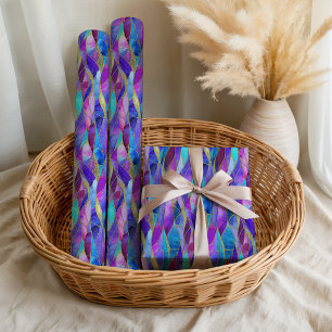 Papier Cadeau Motif de mosaïque de verre teinté violet et bleu