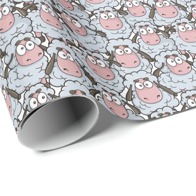 Papier Cadeau Motif de mouton (Coin rond)