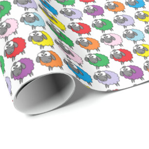 Papier Cadeau Motif de mouton coloré