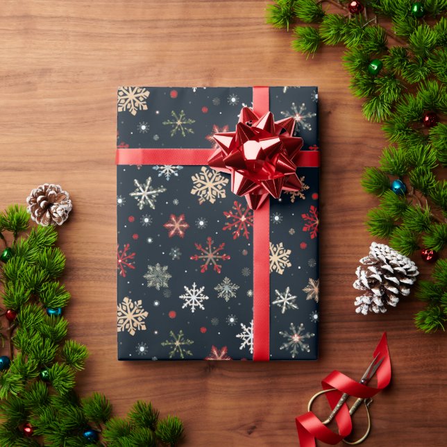 Papier Cadeau Motif de neige d'hiver Enveloppe cadeau de Noël (Cadeau de vacances)