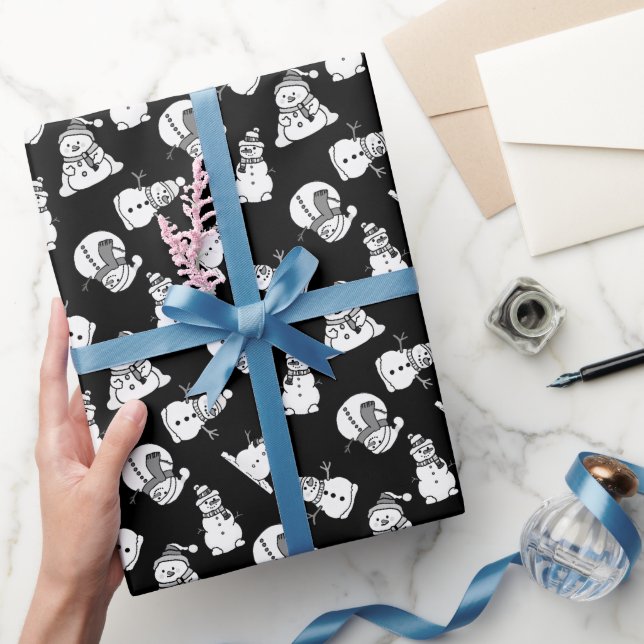 Papier Cadeau Motif de neige | Noir et blanc de Noël (Cadeaux)