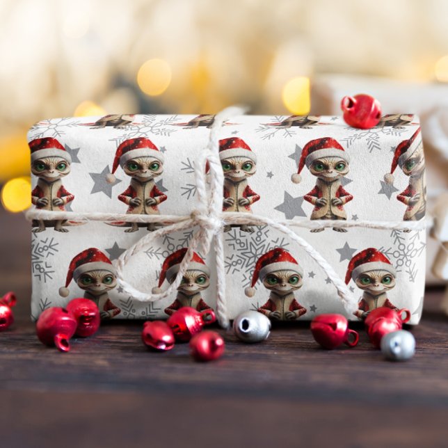 Papier Cadeau Motif de Noël Alien (Créateur téléchargé)