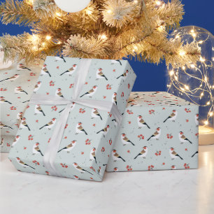 Papier Cadeau Motif de Noël aux oiseaux sauvages