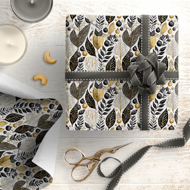 Papier Cadeau Motif de Noël Black Gold #21 ID1009 (Créateur téléchargé)