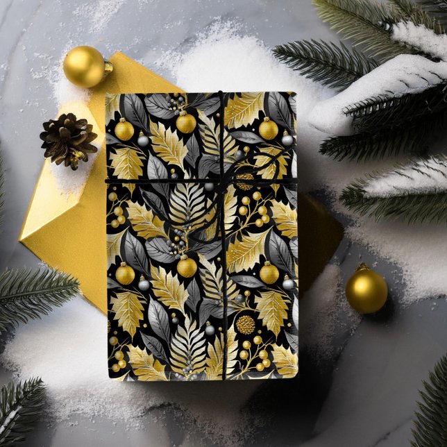 Papier Cadeau Motif de Noël Black Gold #22 ID1009 (Créateur téléchargé)