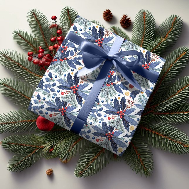 Papier Cadeau Motif de Noël bleu#17 ID1009 (Créateur téléchargé)