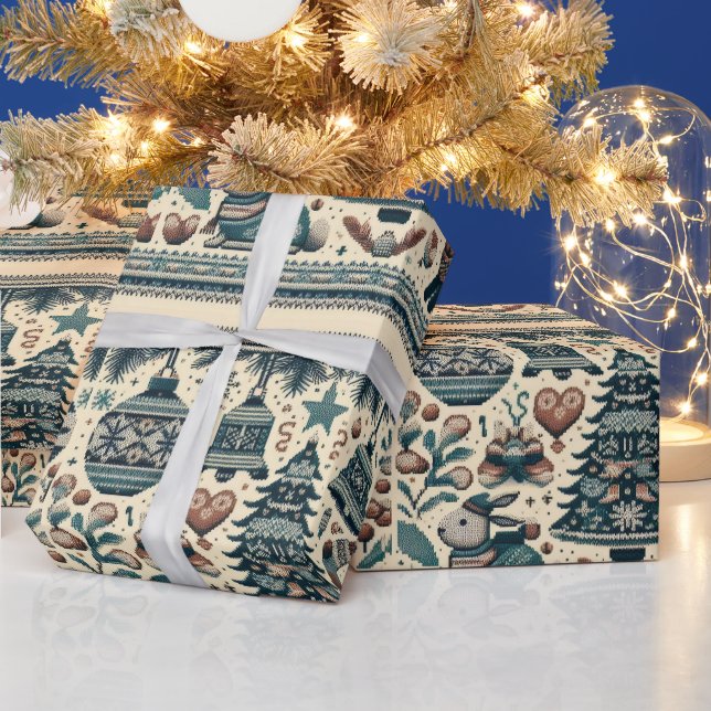 Papier Cadeau Motif de Noël Boho (Vacances)