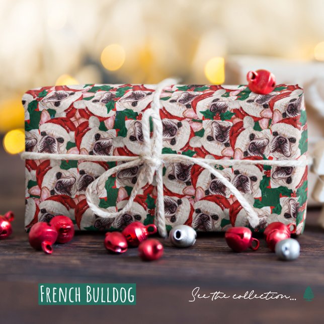 Papier Cadeau Motif de Noël de Bouledogue Français Drôle (Créateur téléchargé)