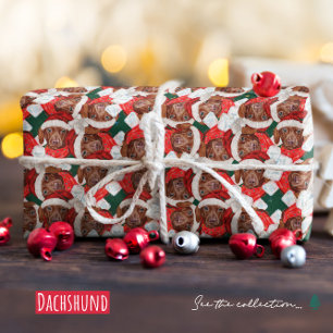 Papier Cadeau Motif de Noël de Dachshund au Chocolat Drôle