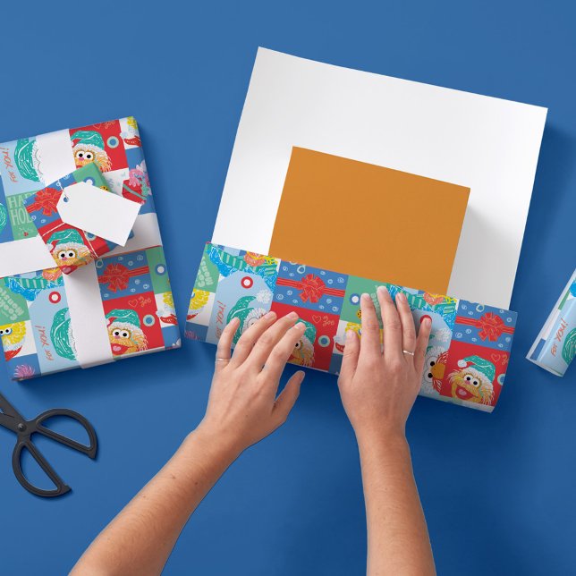 Papier Cadeau Motif de Noël de la rue Sésame | Ajouter Votre Nom (Créateur téléchargé)