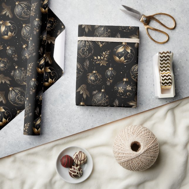 Papier Cadeau Motif de Noël de luxe Black Gold (Artisanat)
