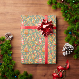 Papier Cadeau Motif de Noël de pain d'épices
