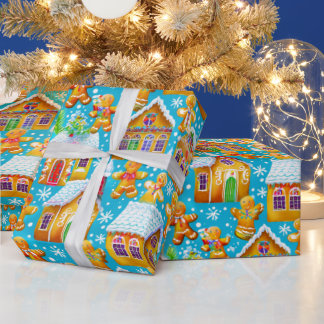 Papier Cadeau Motif de Noël de pain d'épices