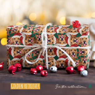 Papier Cadeau Motif de Noël de Retriever doré drôle