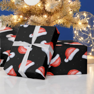 Papier Cadeau Motif de Noël de Santa Hat arrière - plan noir