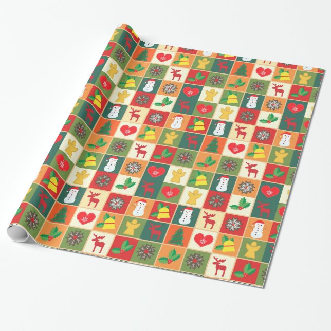 Papier Cadeau Motif de Noël décoratif (Déroulé)
