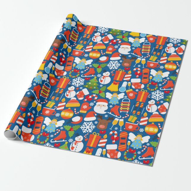 Papier Cadeau Motif de Noël décoratif (Déroulé)
