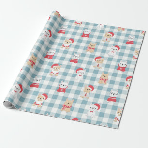 Papier Cadeau Motif de Noël des chiots français de Bulldog