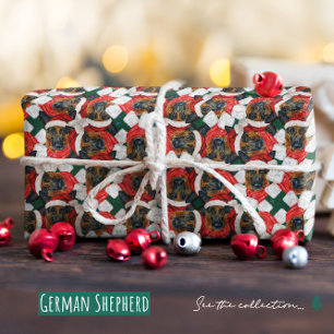 Papier Cadeau Motif de Noël drôle de Berger Allemand