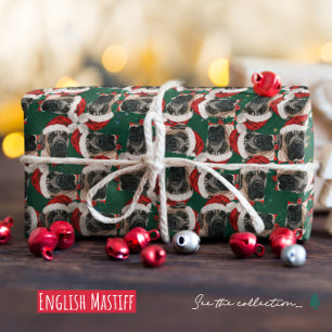 Papier Cadeau Motif de Noël drôle de Mastiff anglais