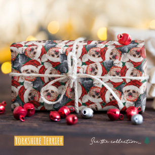 Papier Cadeau Motif de Noël drôle de Yorkshire Terrier
