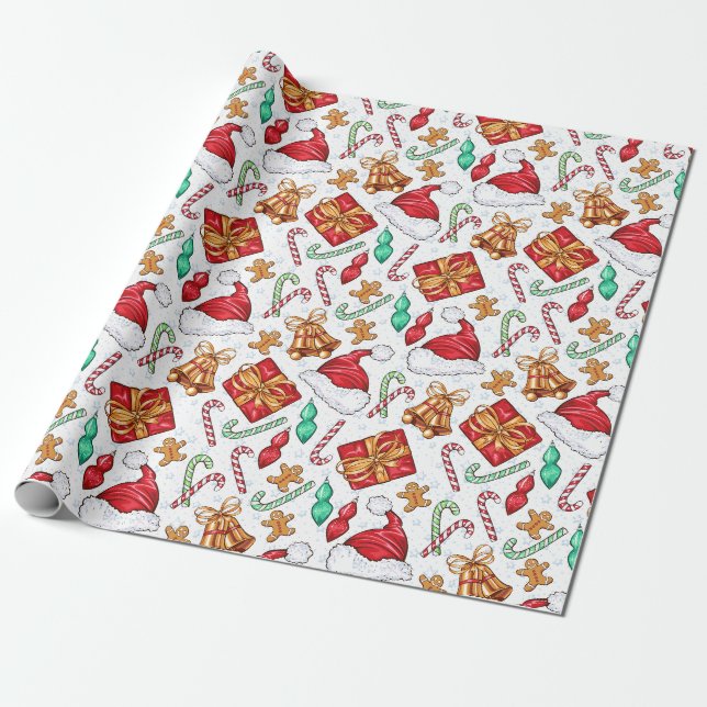 Papier Cadeau Motif de Noël du dessin animé (Déroulé)